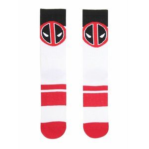 Deadpool Men's Crew Socks Marvel Comics Socks White Sz 10-13 Shoe Sz 8-12